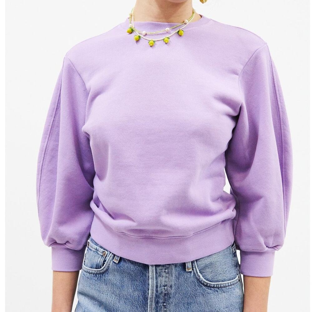 Agolde Thora 3/4 Balloon Sleeve Sweatshirt Lilac Purple Size XL